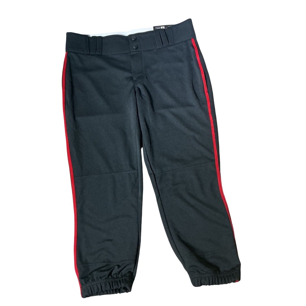 NEW Champro Women Fastpitch Softball Pant Black Scarlet Red Stripe BP11P Size M